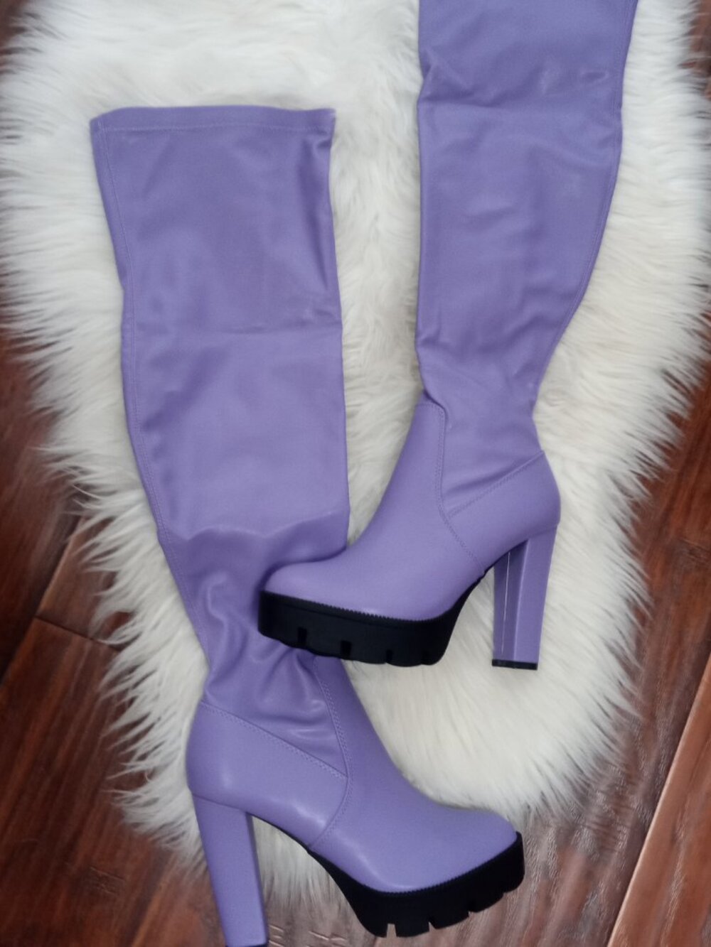 Allegra K Women's Boots Platform Block High Heels Over Knee Side Zips Boots NEW!